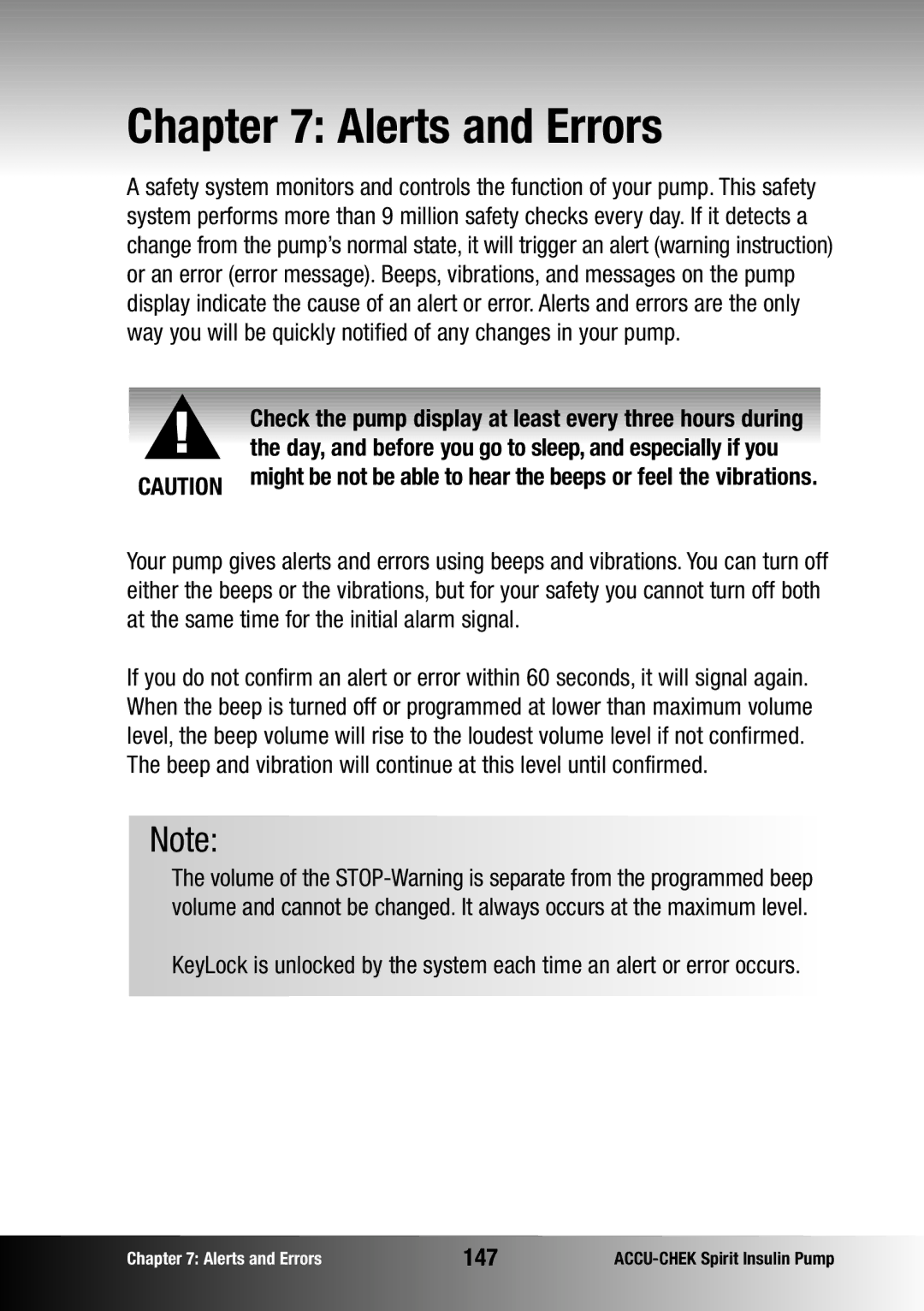 Accu-Chek insulin pump manual Alerts and Errors, 147 