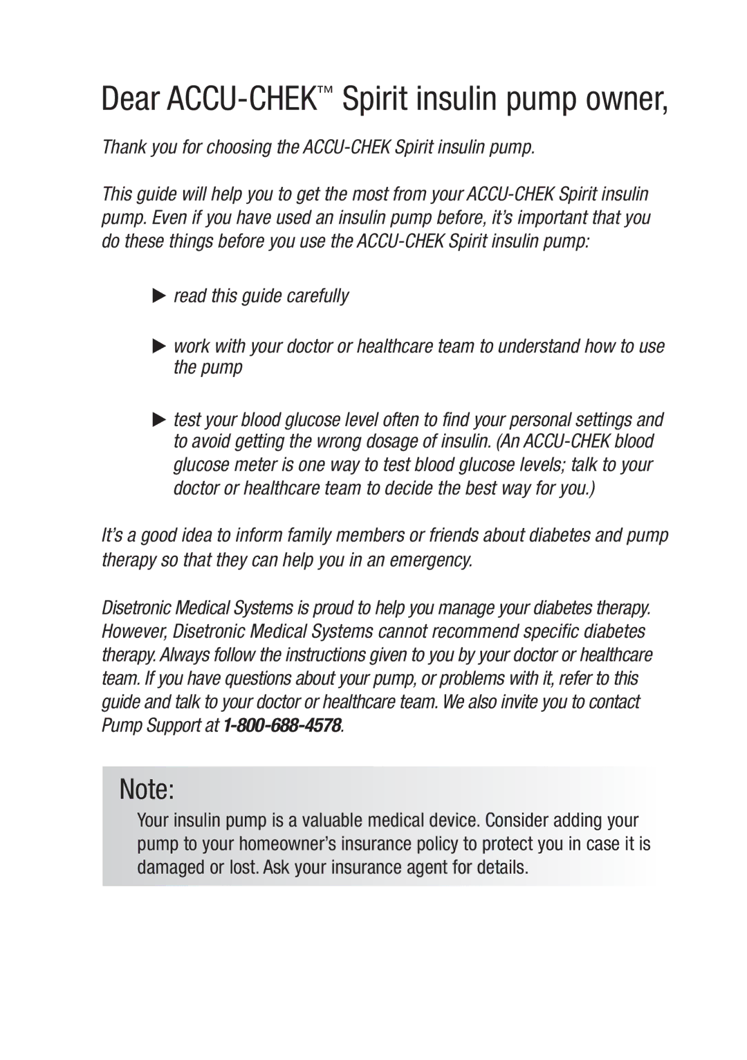 Accu-Chek manual Dear ACCU-CHEKSpirit insulin pump owner 