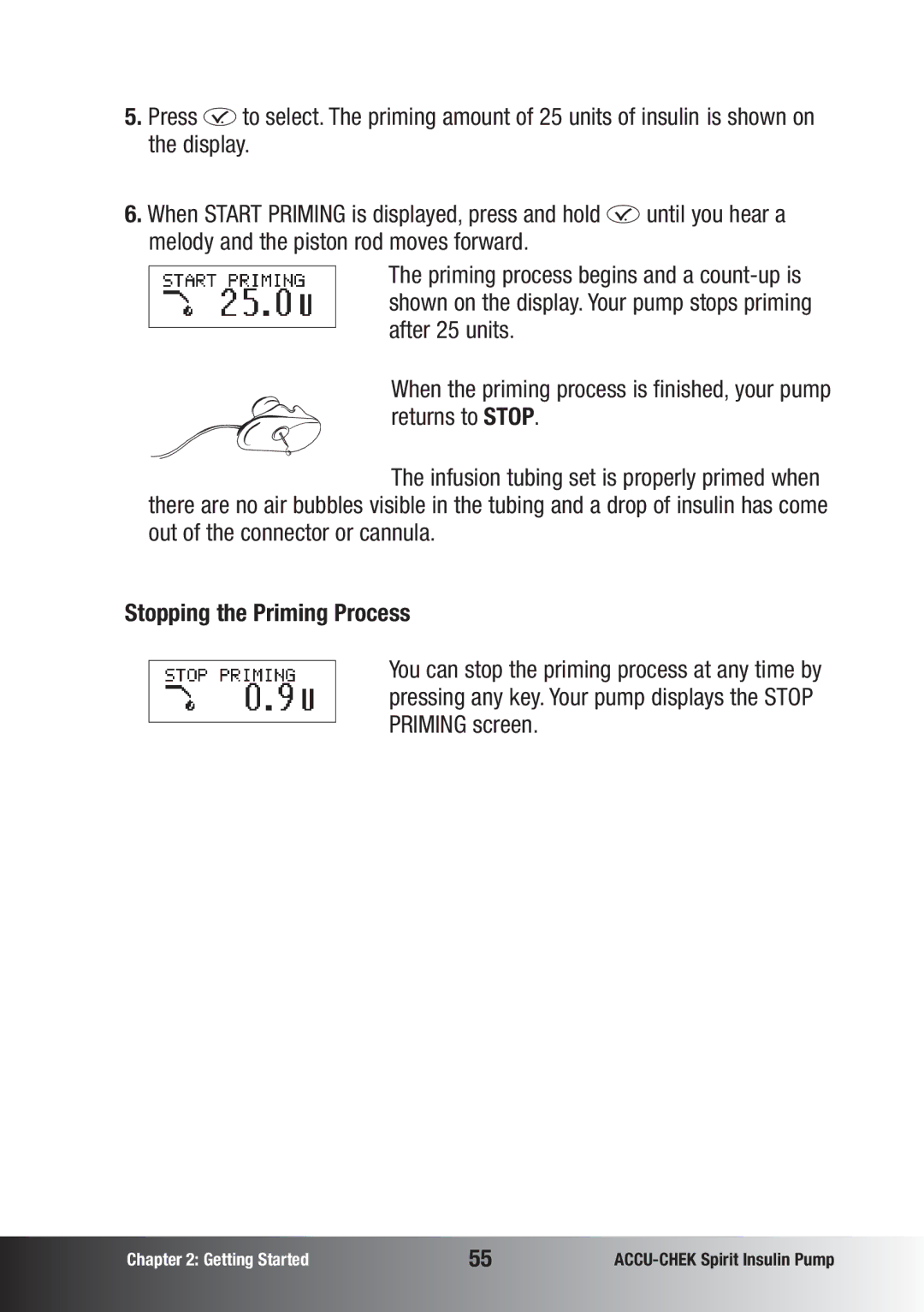 Accu-Chek insulin pump manual Stopping the Priming Process 