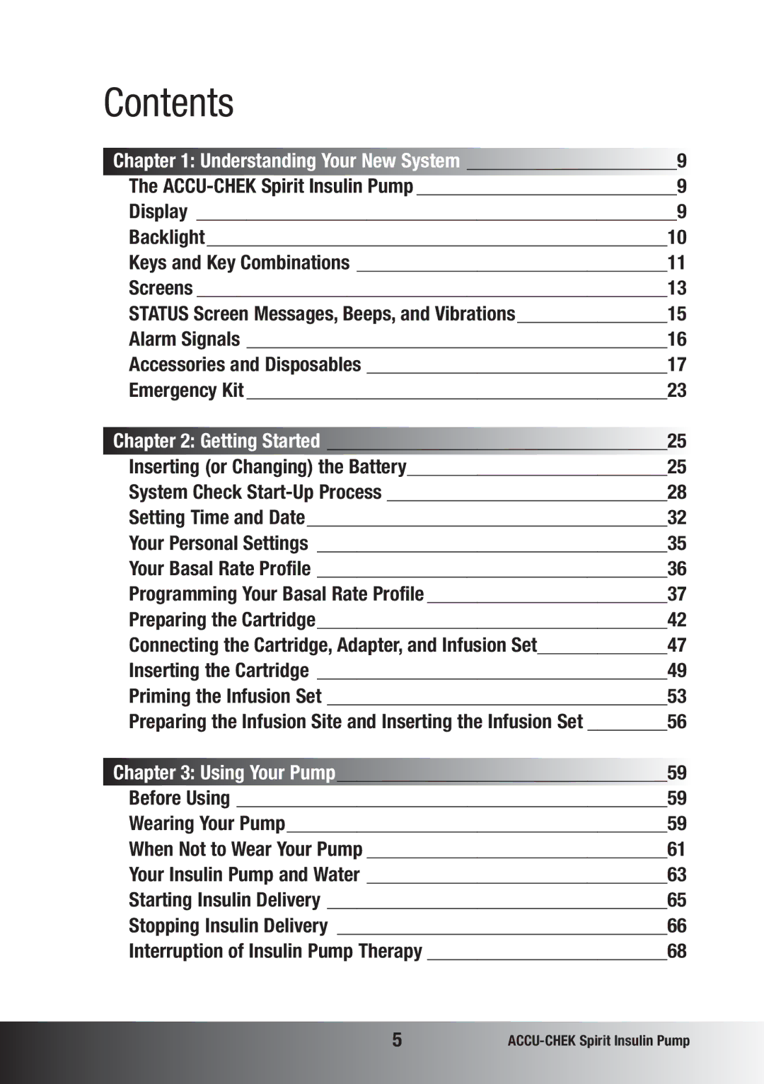 Accu-Chek insulin pump manual Contents 