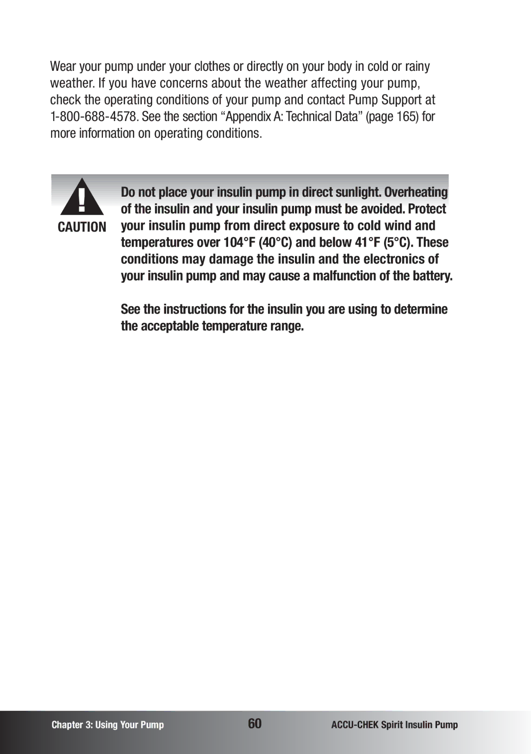 Accu-Chek insulin pump manual Acceptable temperature range 