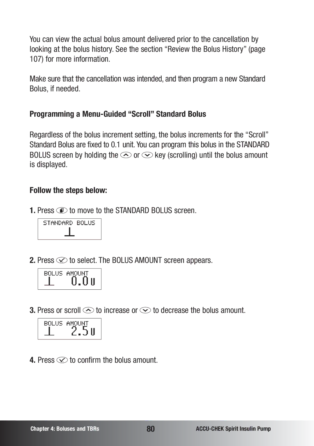 Accu-Chek insulin pump manual Programming a Menu-Guided Scroll Standard Bolus 