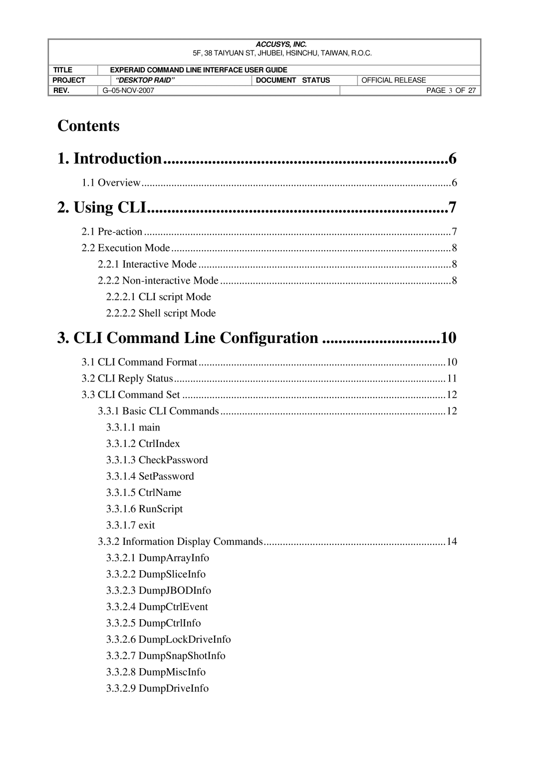 Accusys eXpeRAID manual Contents 