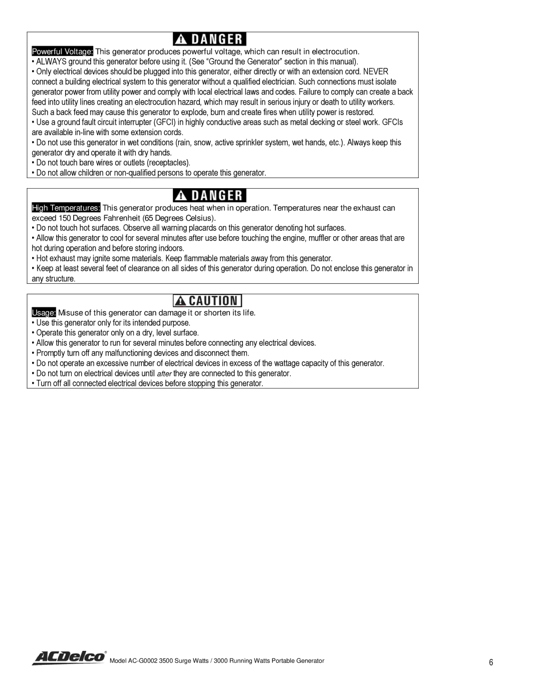 ACDelco AC-G0002 instruction manual 