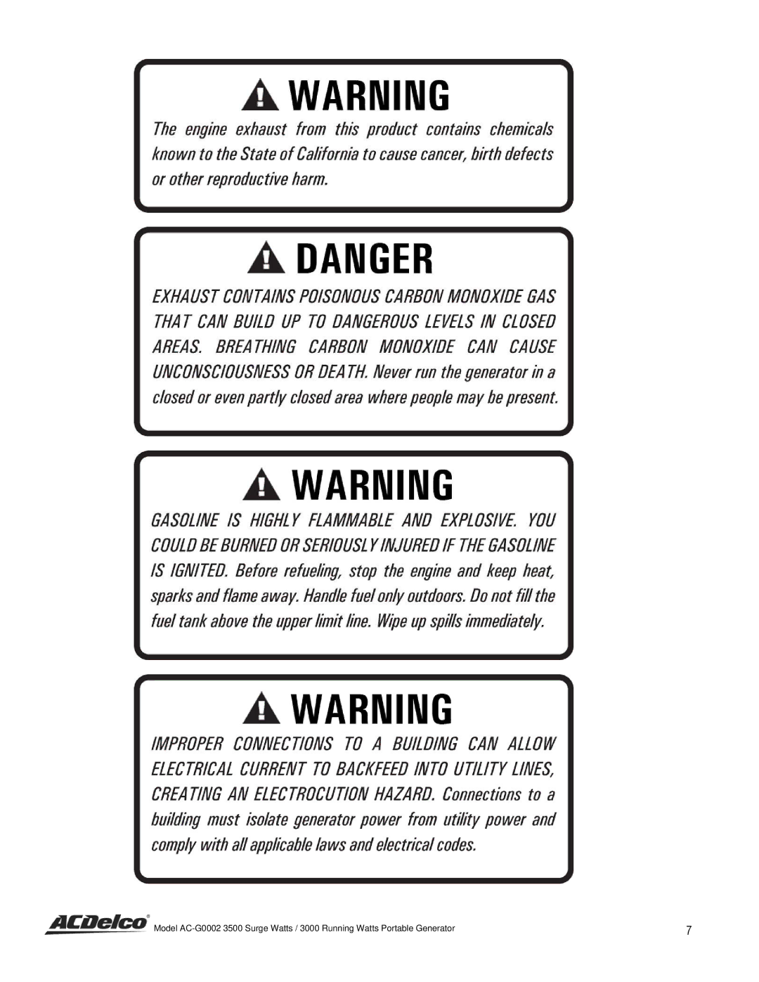 ACDelco AC-G0002 instruction manual 