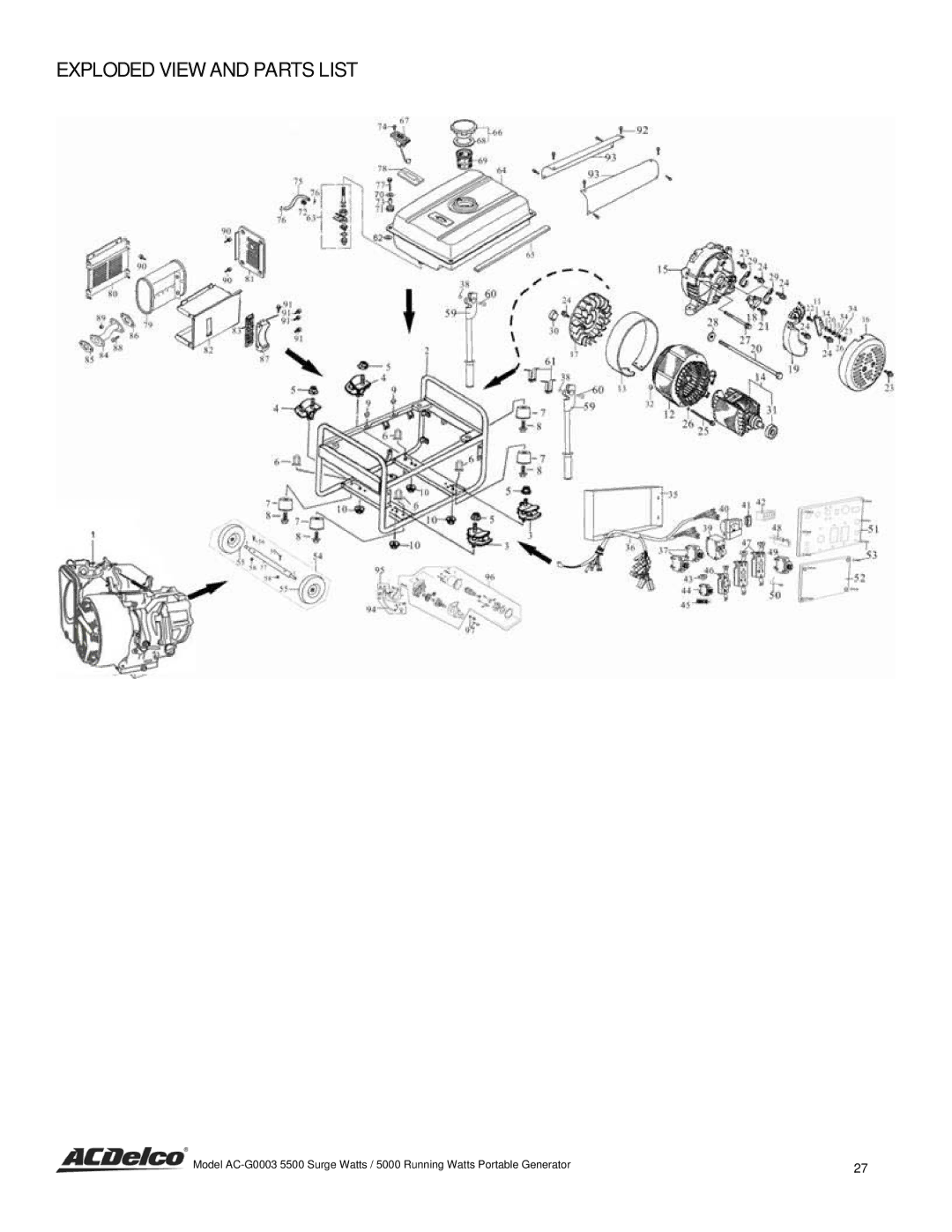 ACDelco AC-G0003 instruction manual Exploded View and Parts List 