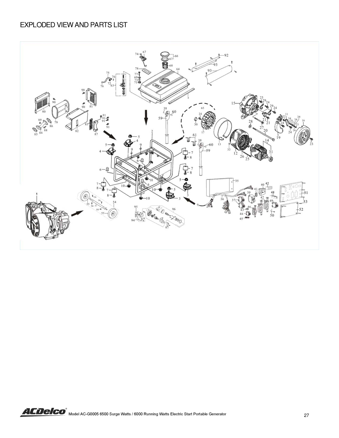 ACDelco AC-G0005 instruction manual Exploded View and Parts List 