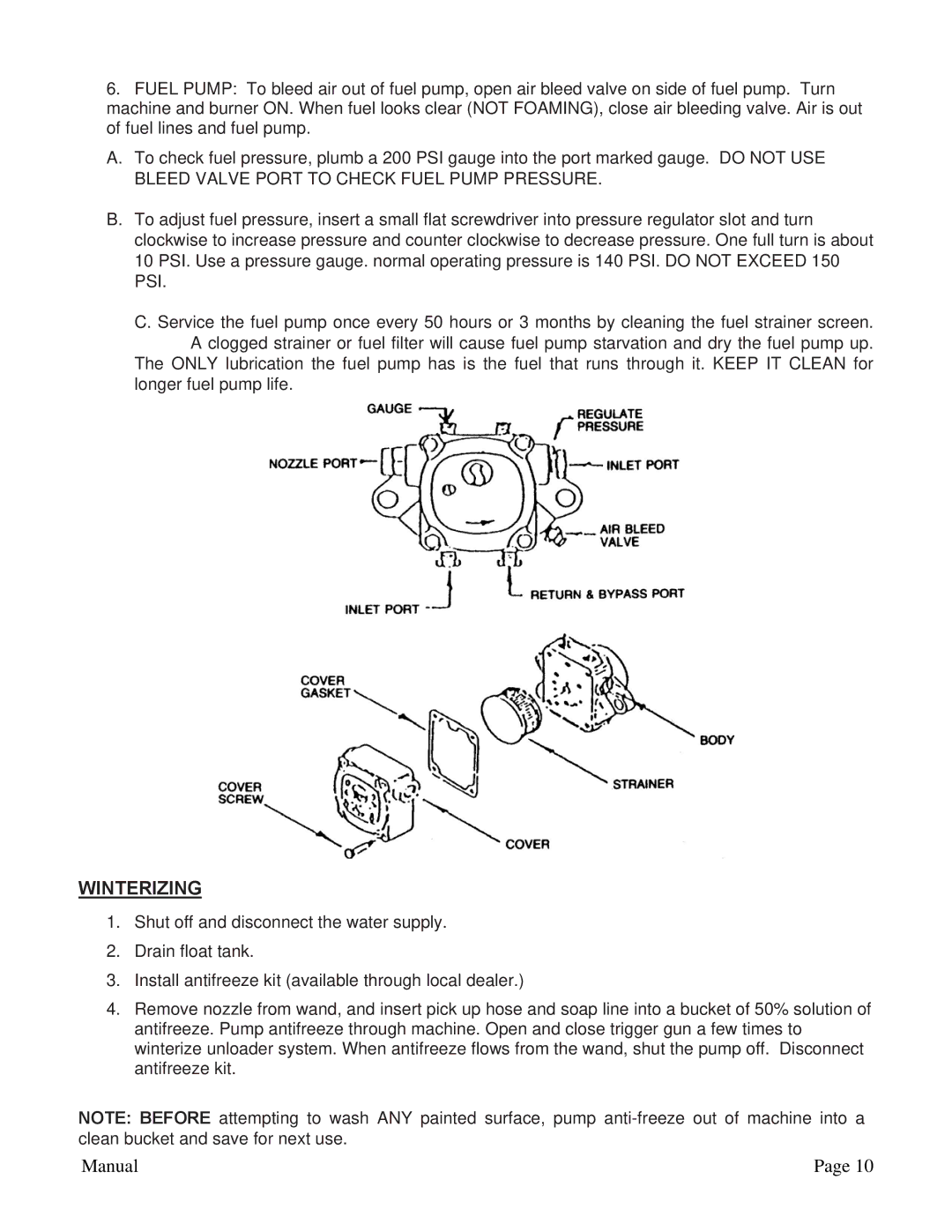 ACDelco PN 09301 A manual Winterizing 