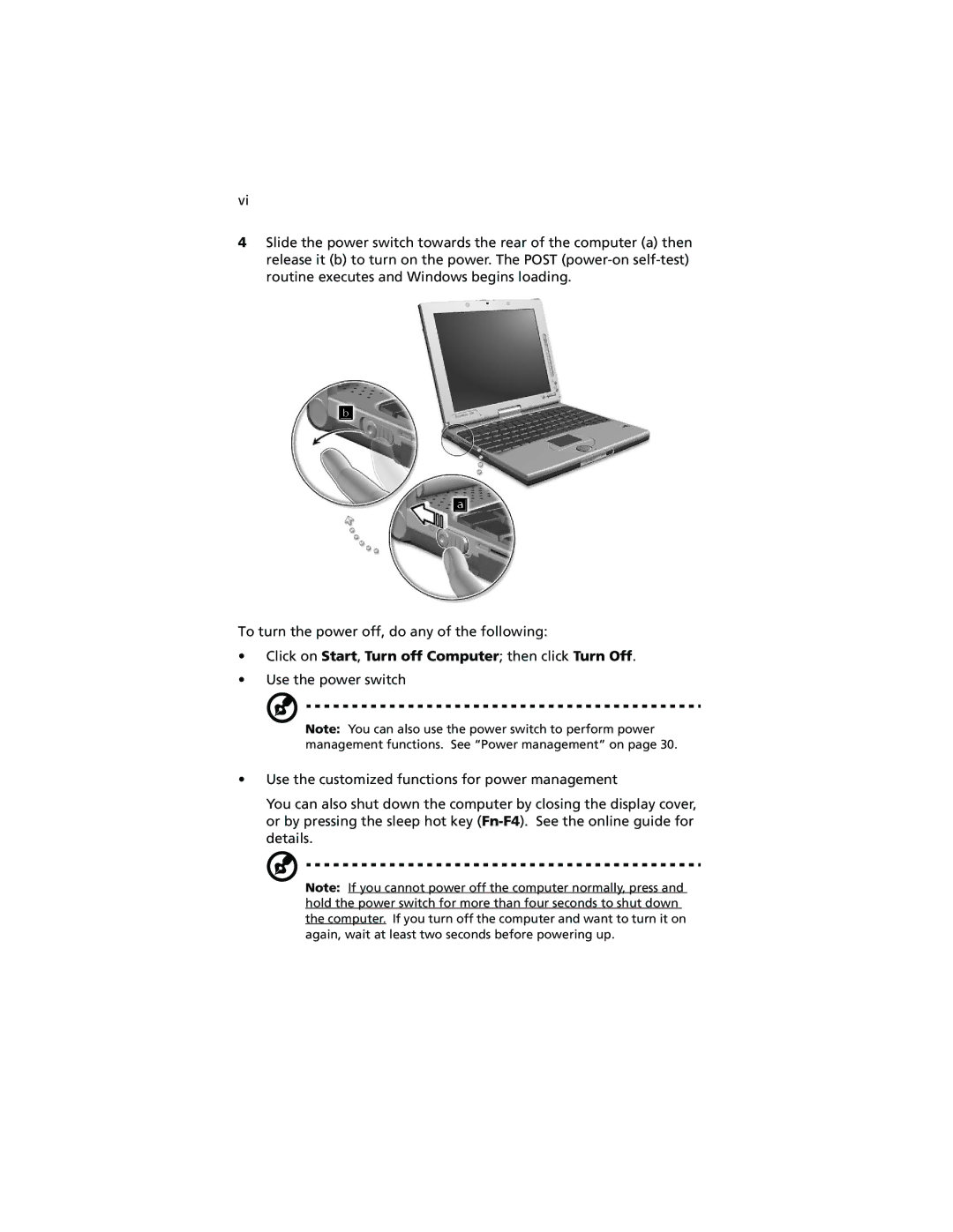 Acer 100 Series manual Click on Start, Turn off Computer then click Turn Off 