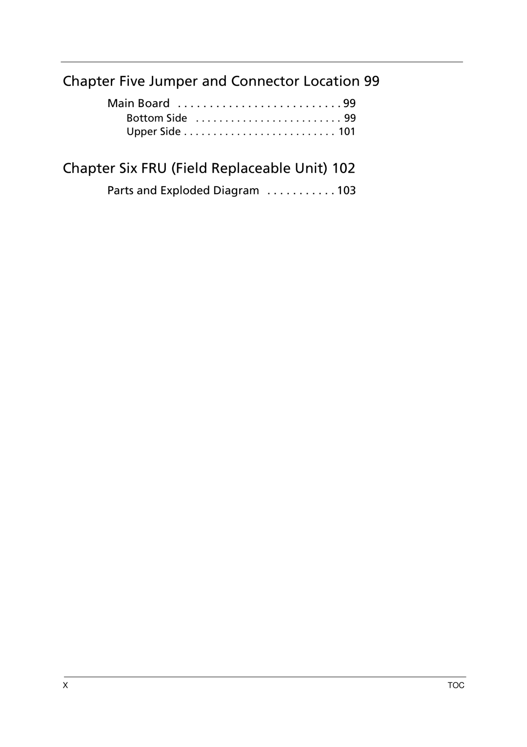 Acer 1000 manual Chapter Five Jumper and Connector Location 