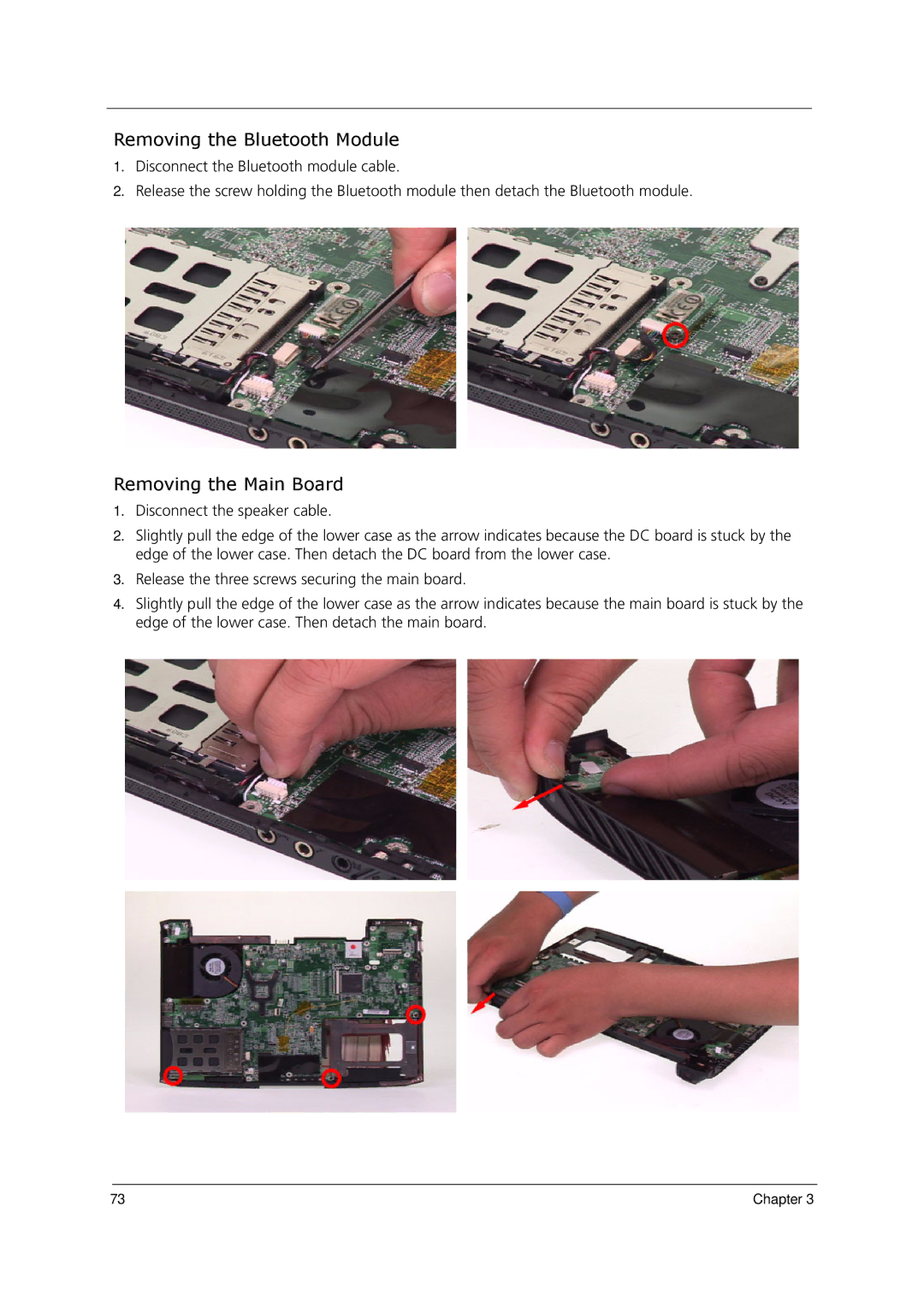 Acer 1000 manual Removing the Bluetooth Module 