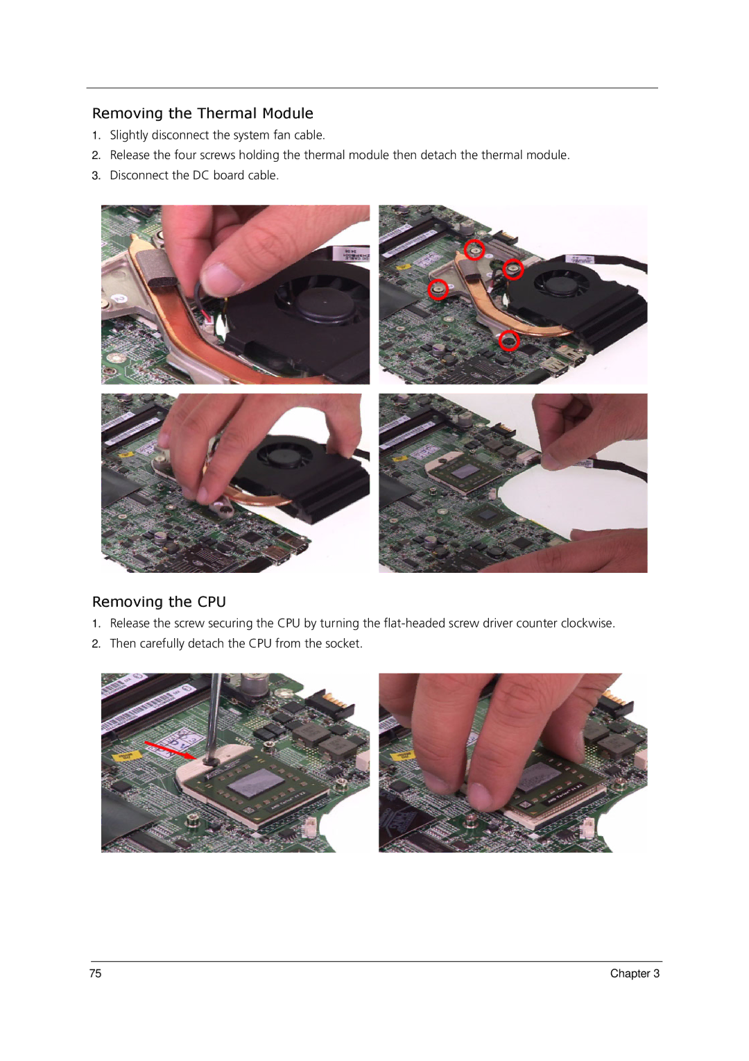 Acer 1000 manual Removing the Thermal Module 