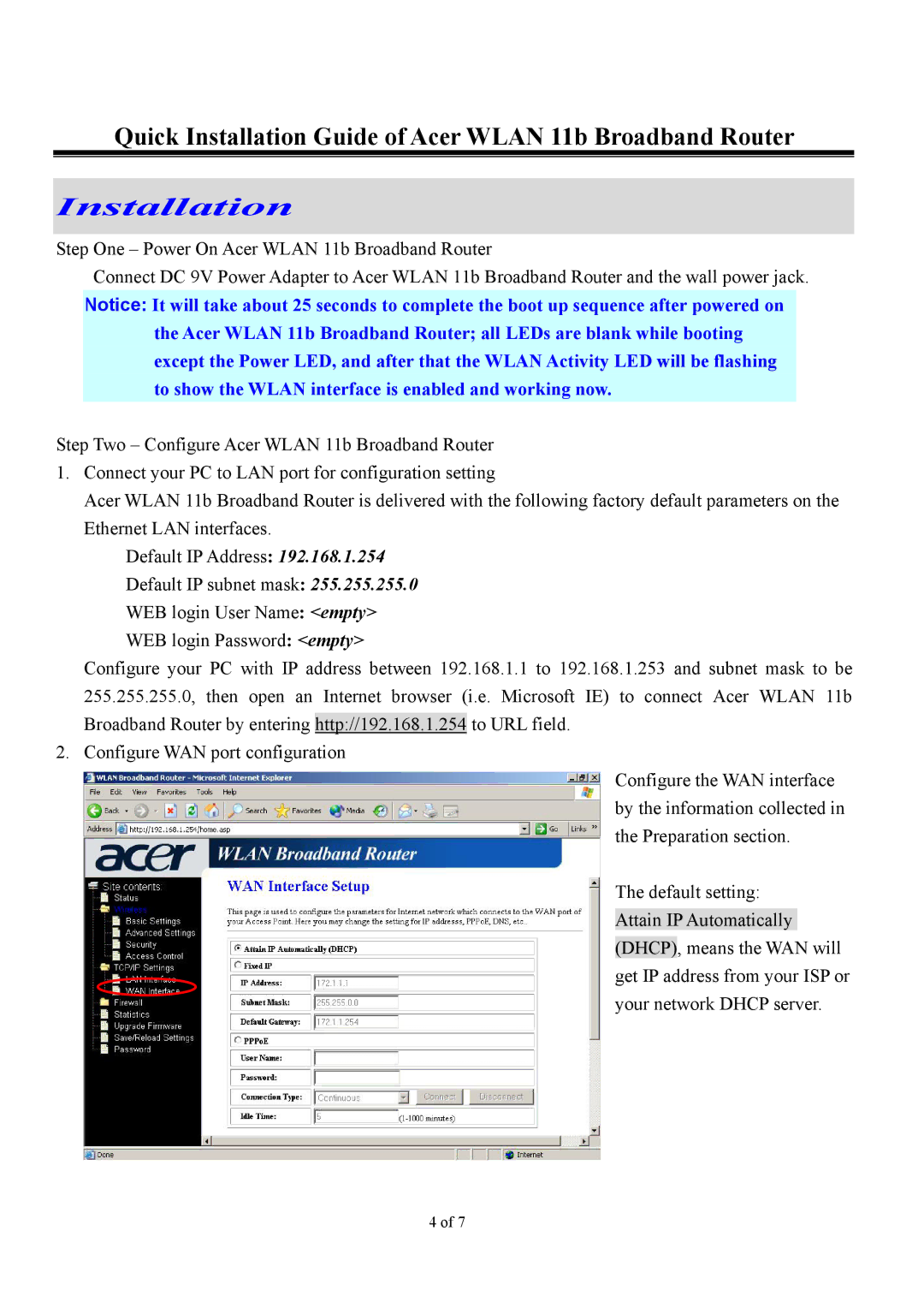 Acer 11b user manual Installation 