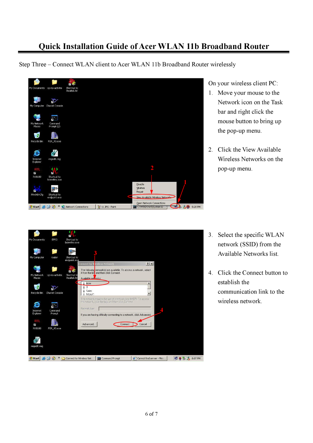 Acer user manual Quick Installation Guide of Acer Wlan 11b Broadband Router 