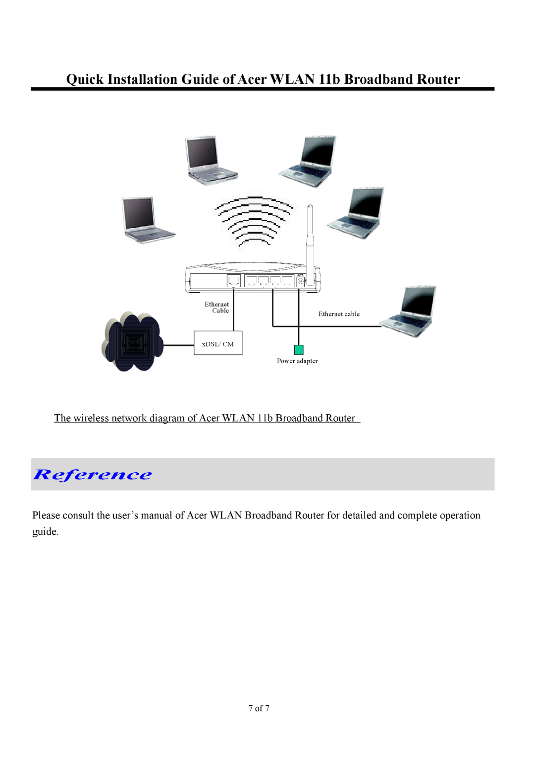 Acer 11b user manual Reference 