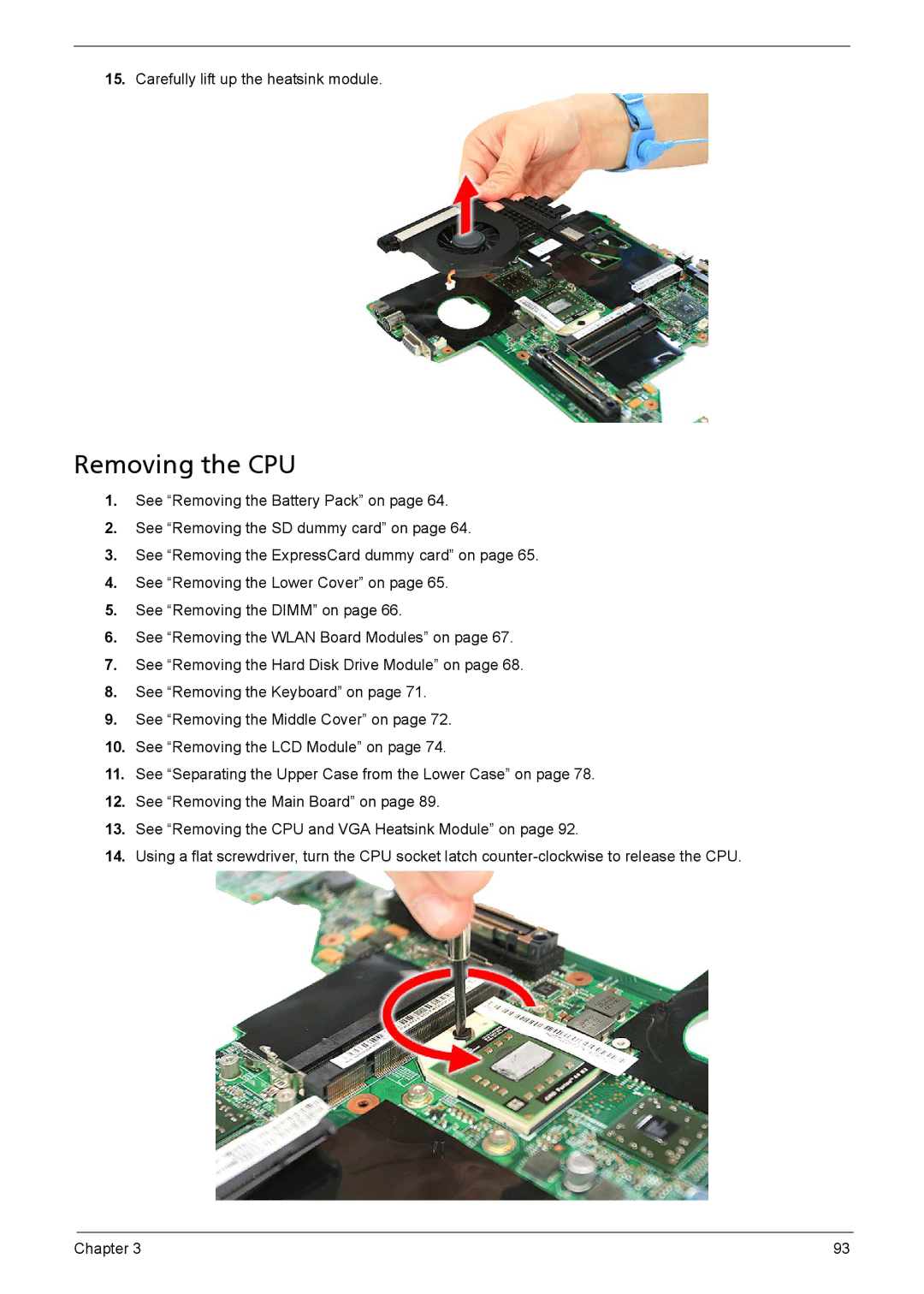 Acer 1200 manual Removing the CPU 