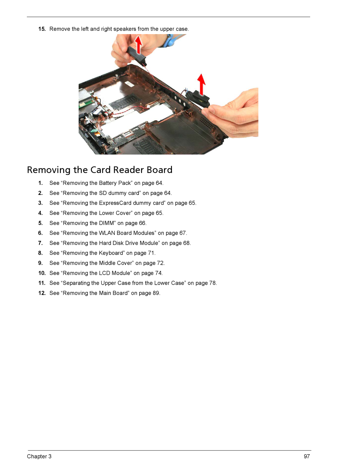 Acer 1200 manual Removing the Card Reader Board 