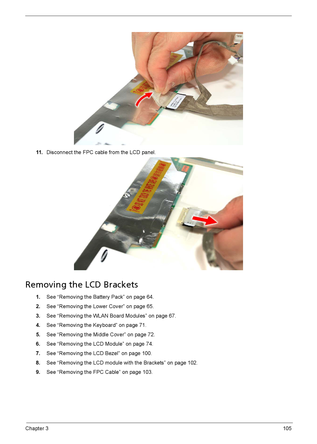 Acer 1200 manual Removing the LCD Brackets 