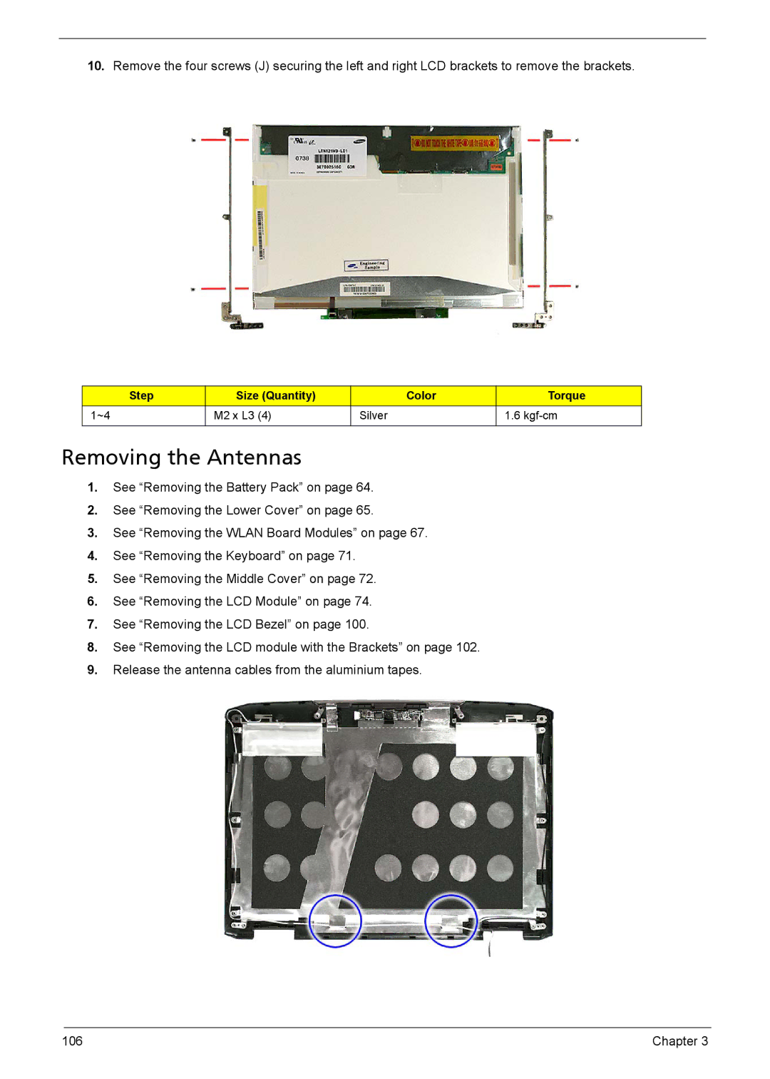 Acer 1200 manual Removing the Antennas 