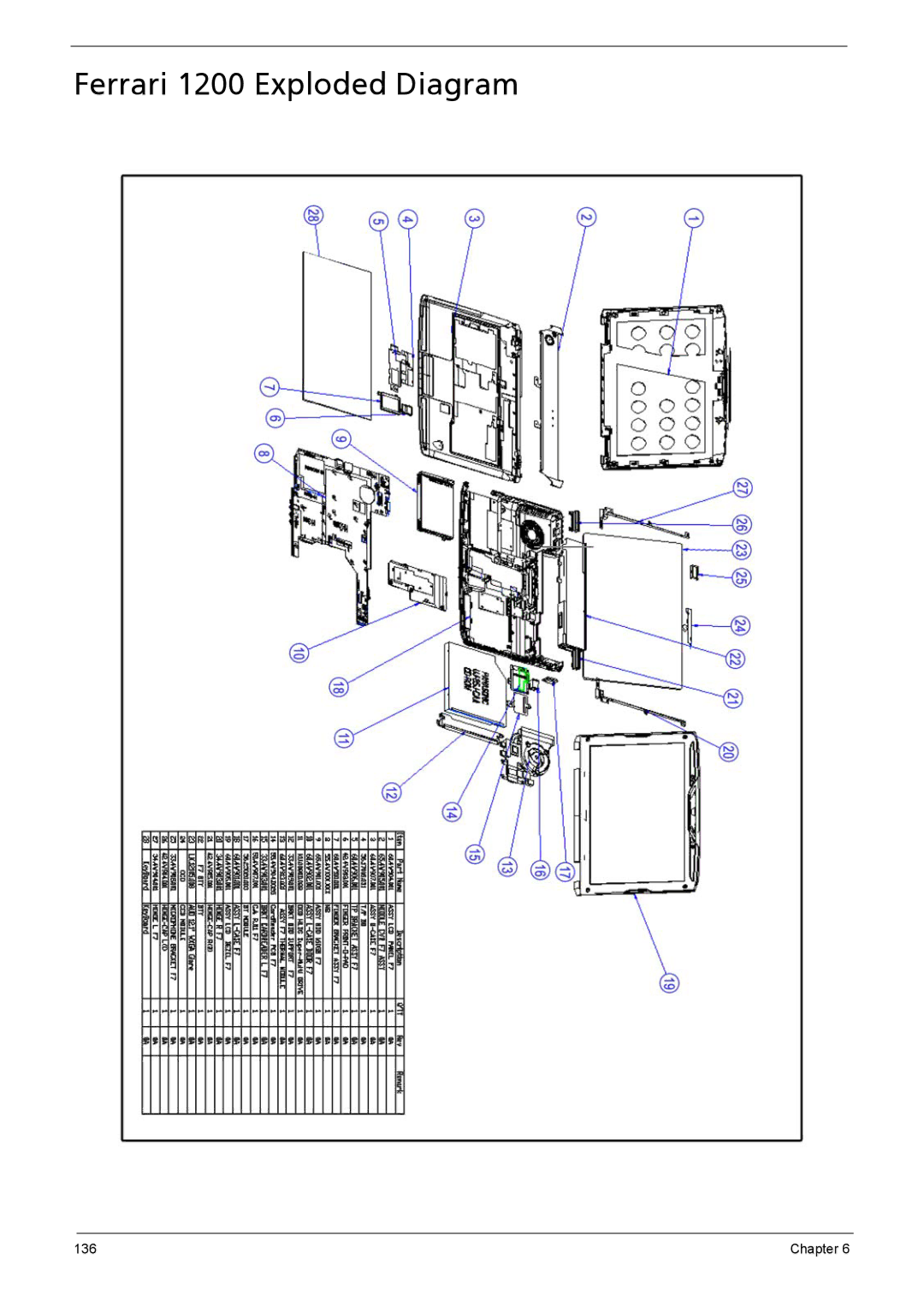 Acer manual Ferrari 1200 Exploded Diagram 