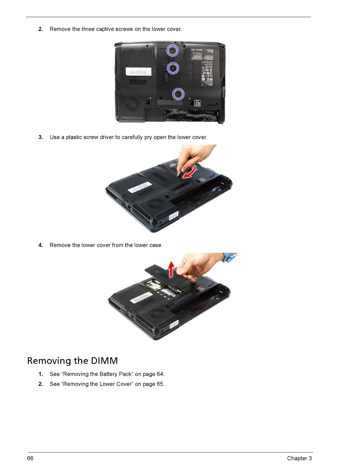 Acer 1200 manual Removing the Dimm 