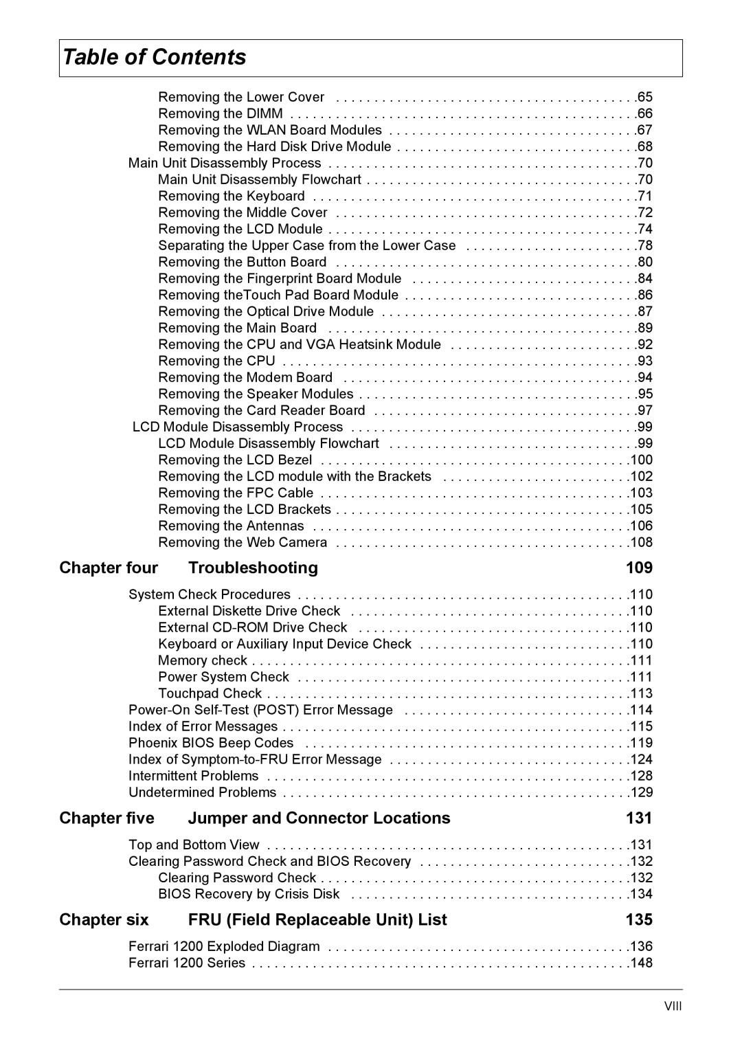 Acer 1200 manual Chapter four Troubleshooting 109 