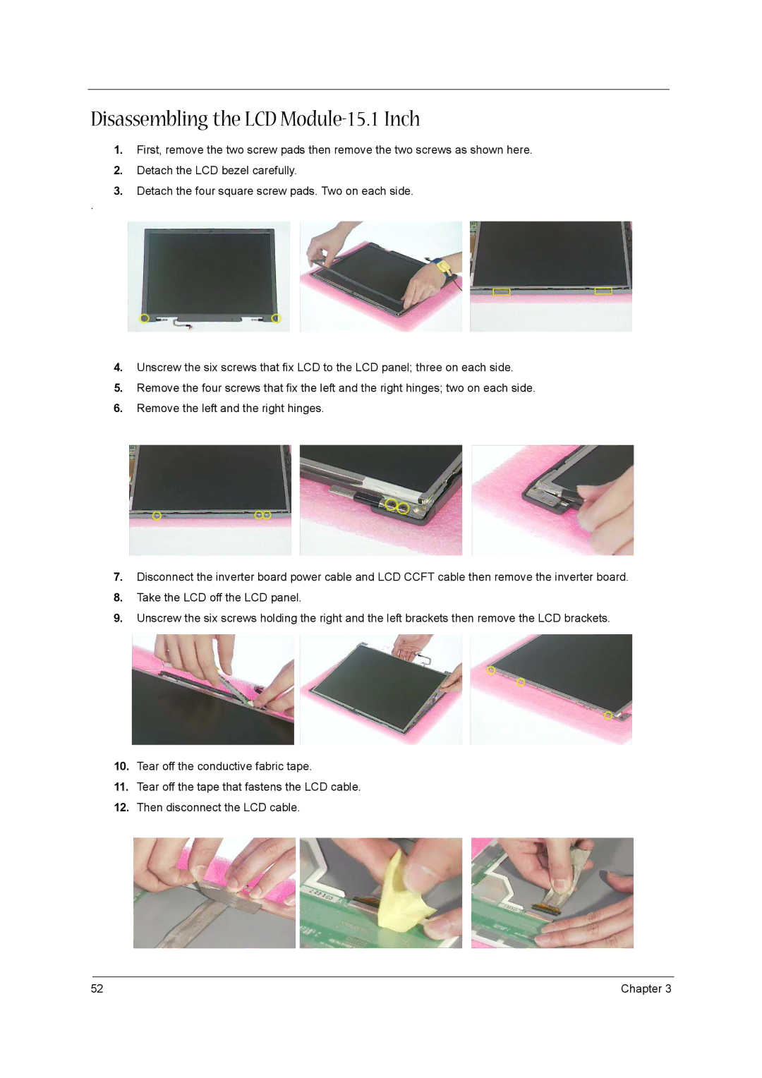 Acer 1300 Series manual Disassembling the LCD Module-15.1 Inch 