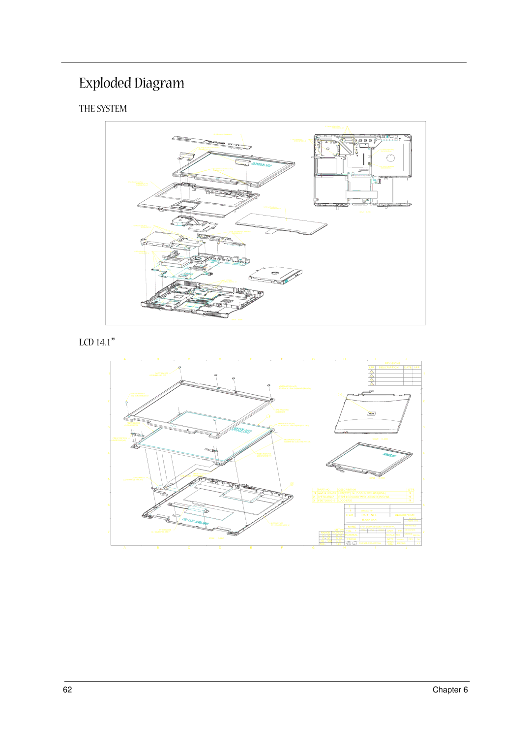 Acer 1310 manual Exploded Diagram, System 