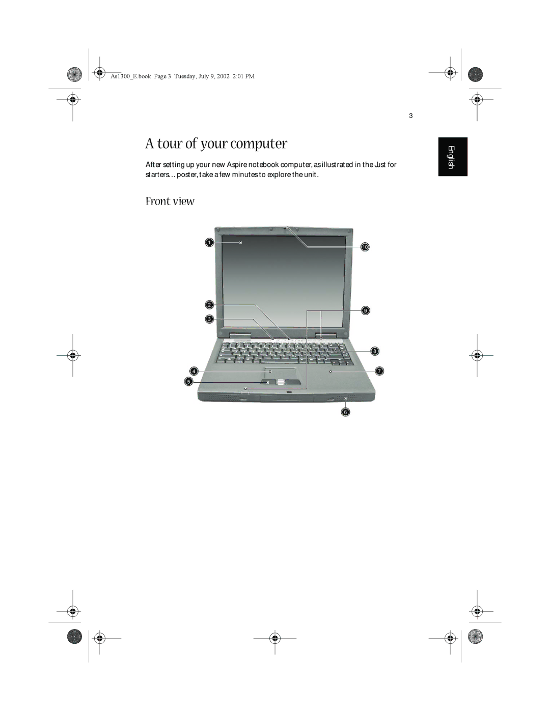 Acer 1300 Series, 1350 series manual Tour of your computer, Front view 