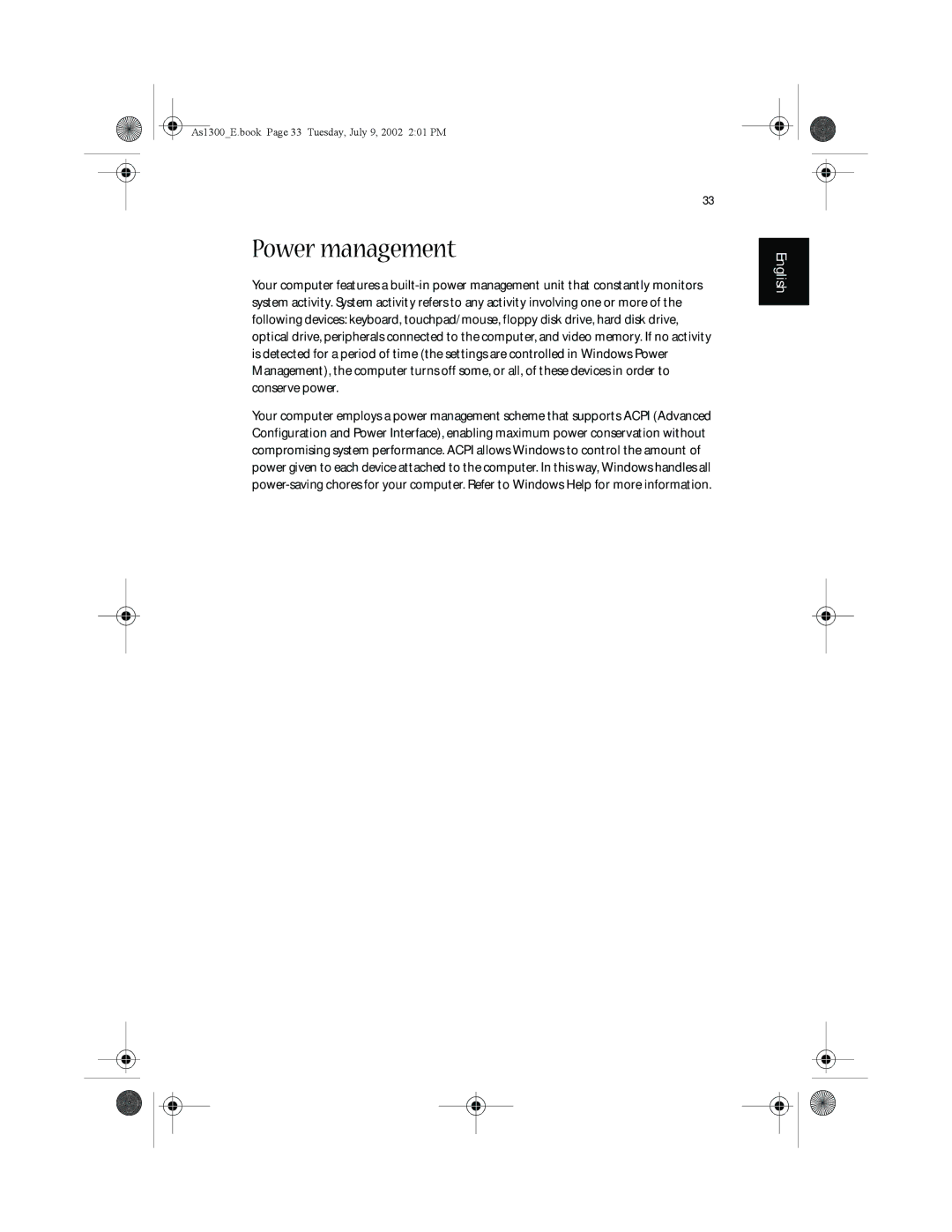 Acer 1300 Series, 1350 series manual Power management 