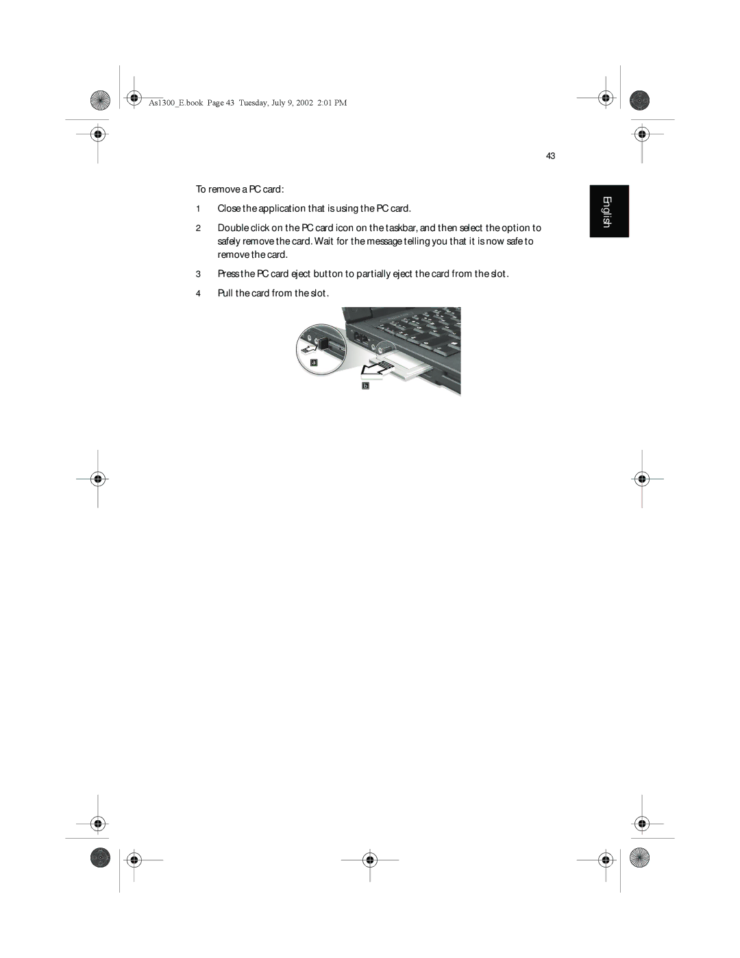 Acer 1300 Series, 1350 series manual As1300E.book Page 43 Tuesday, July 9, 2002 201 PM 