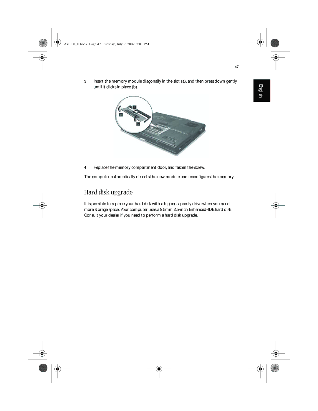 Acer 1300 Series, 1350 series manual Hard disk upgrade 