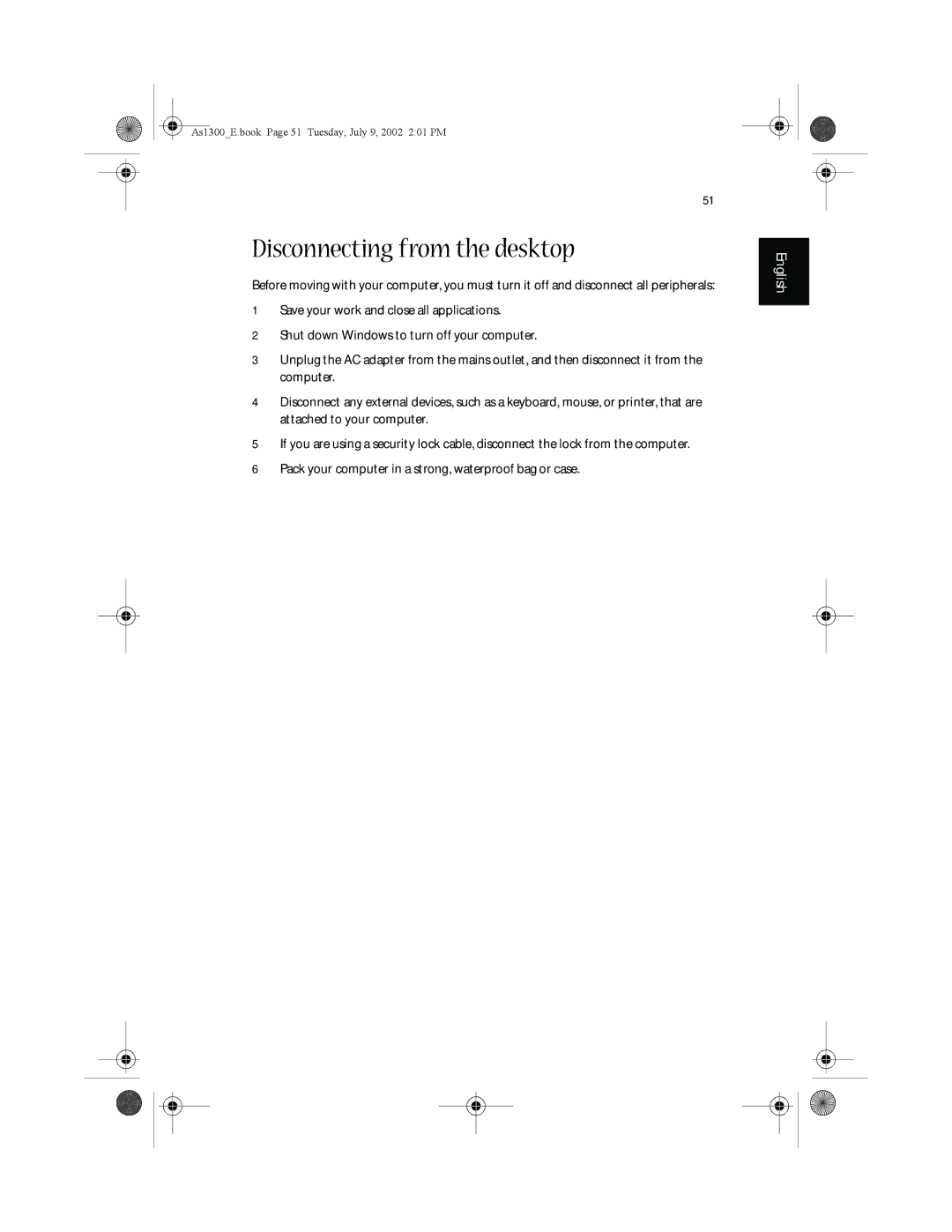 Acer 1300 Series, 1350 series manual Disconnecting from the desktop 