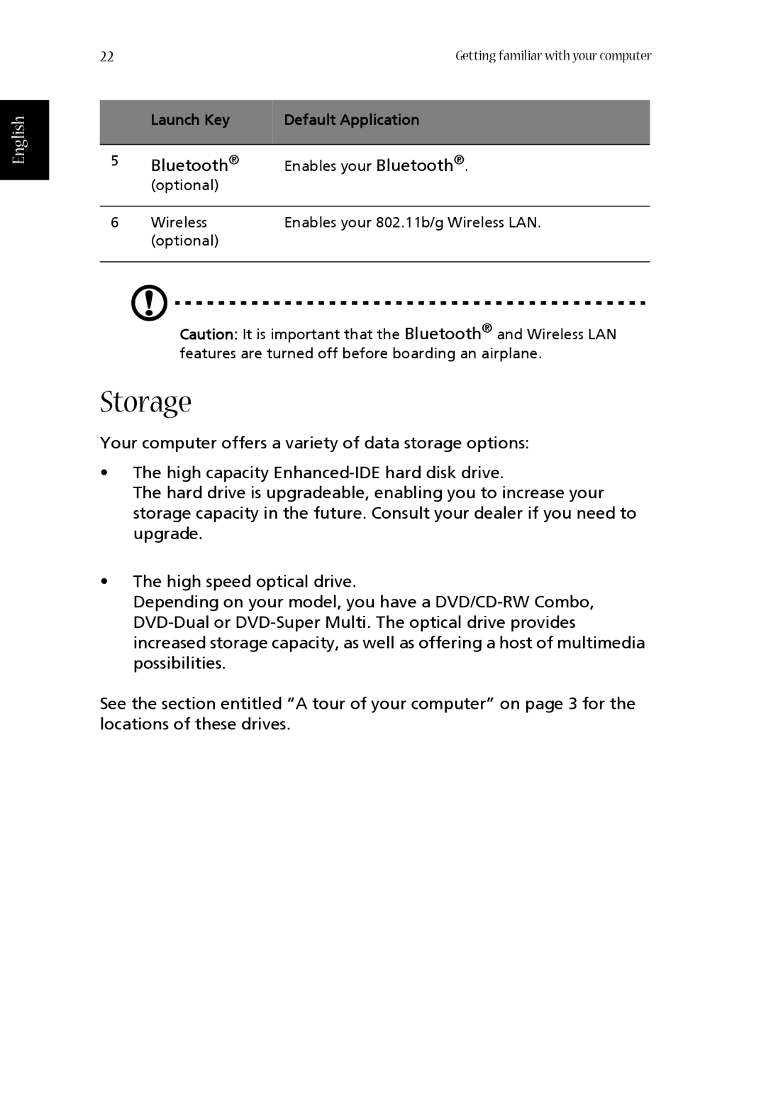 Acer 1360 manual Storage, English 