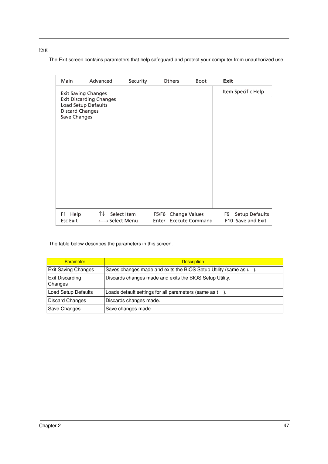 Acer 1400 Series manual Exit 