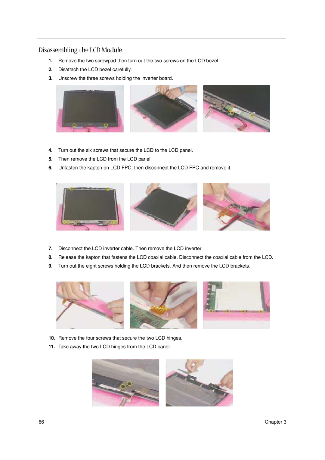 Acer 1400 Series manual Disassembling the LCD Module 