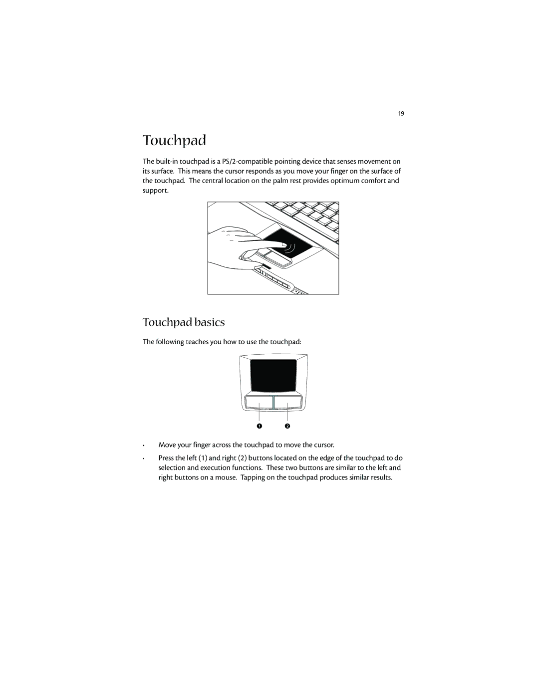 Acer 1400 manual Touchpad basics 