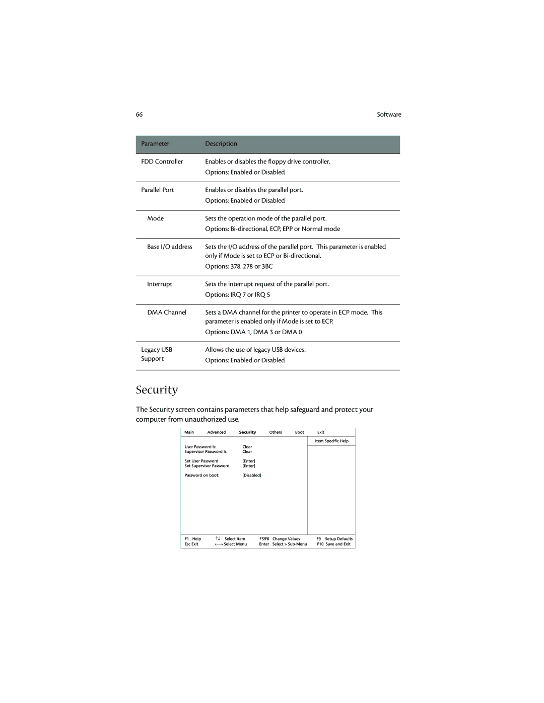 Acer 1400 manual Security 