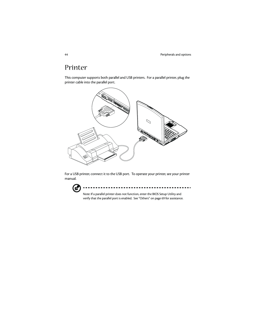 Acer 1400 manual Printer 