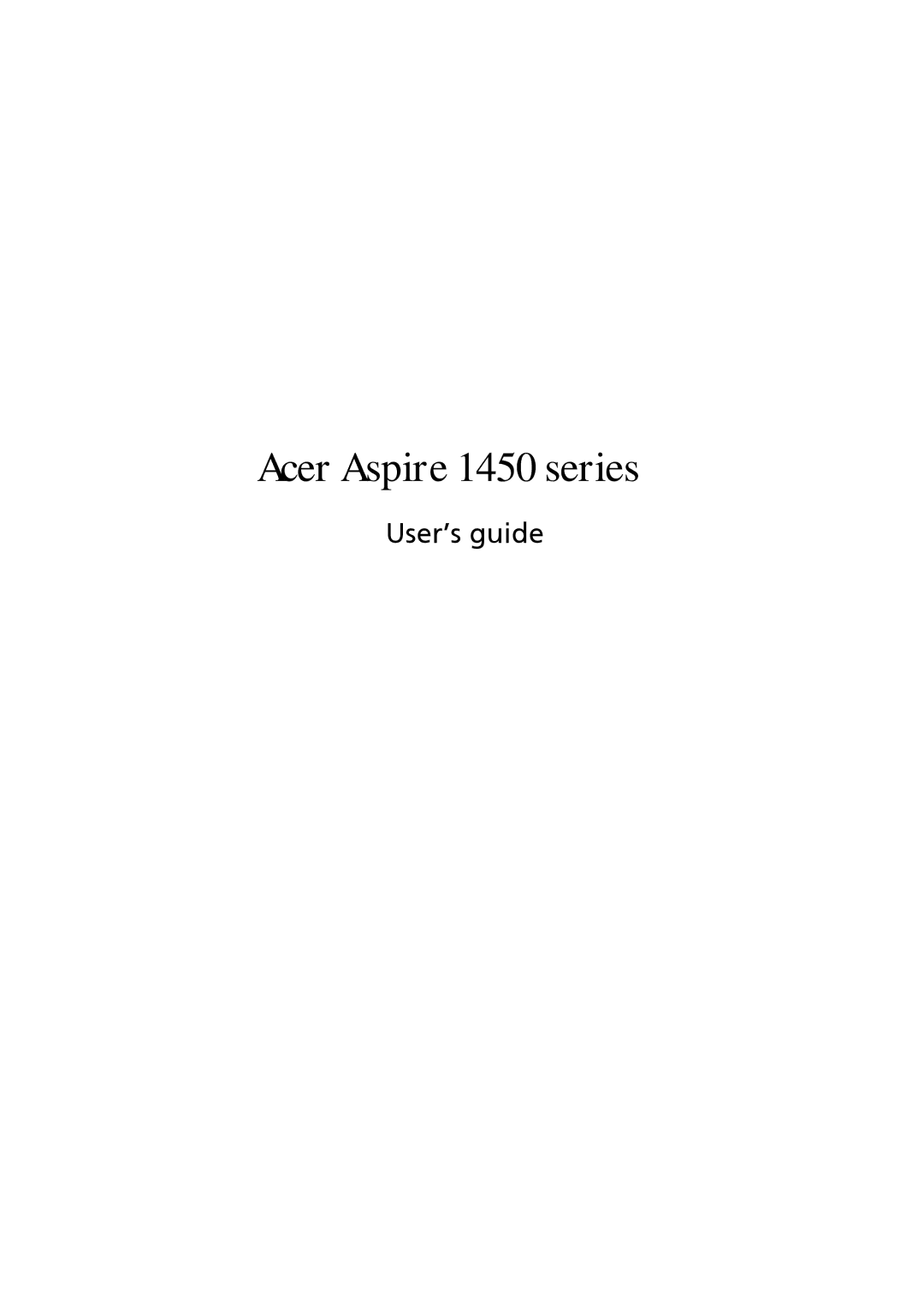 Acer manual Acer Aspire 1450 series 