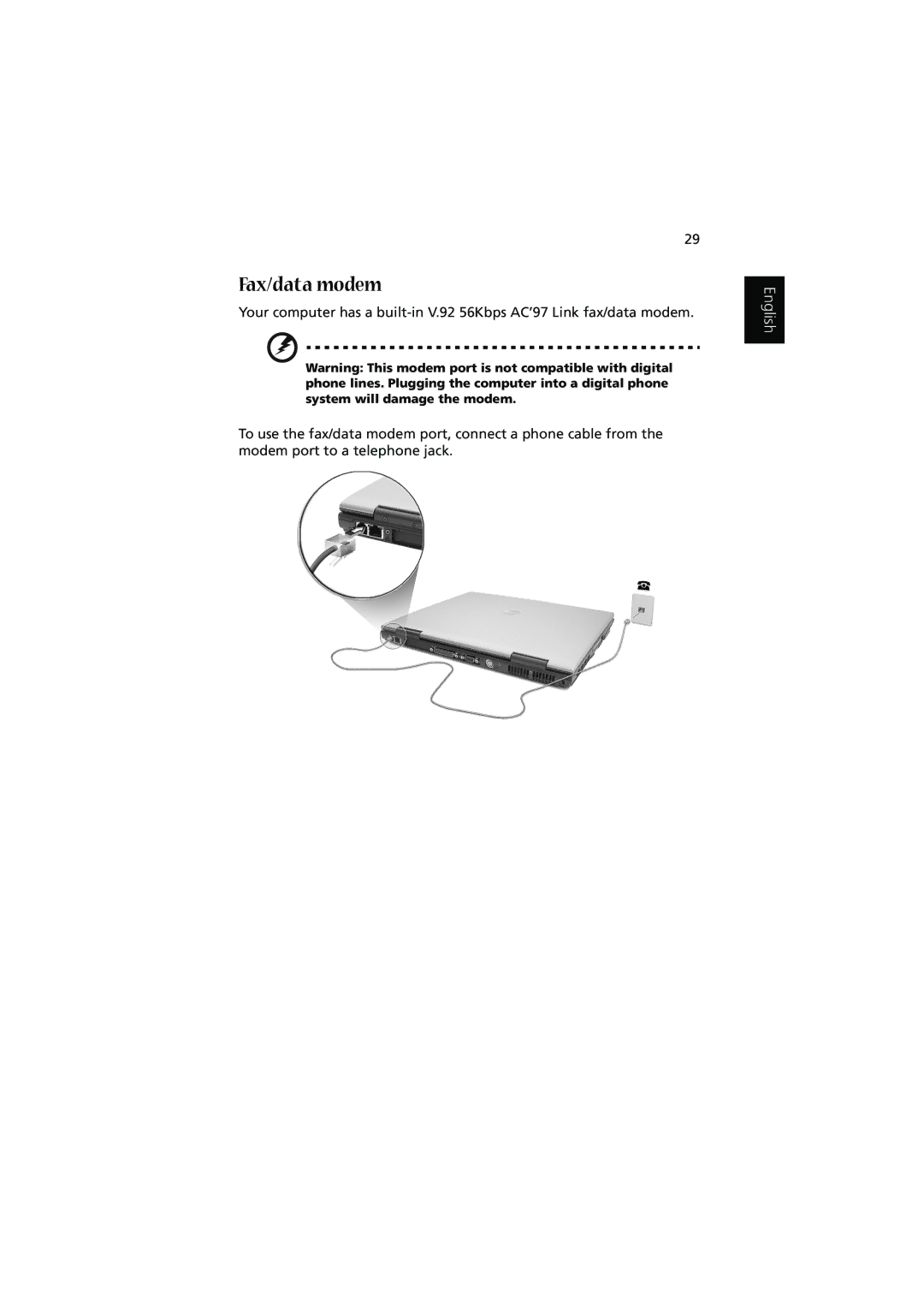 Acer 1450 manual Fax/data modem 