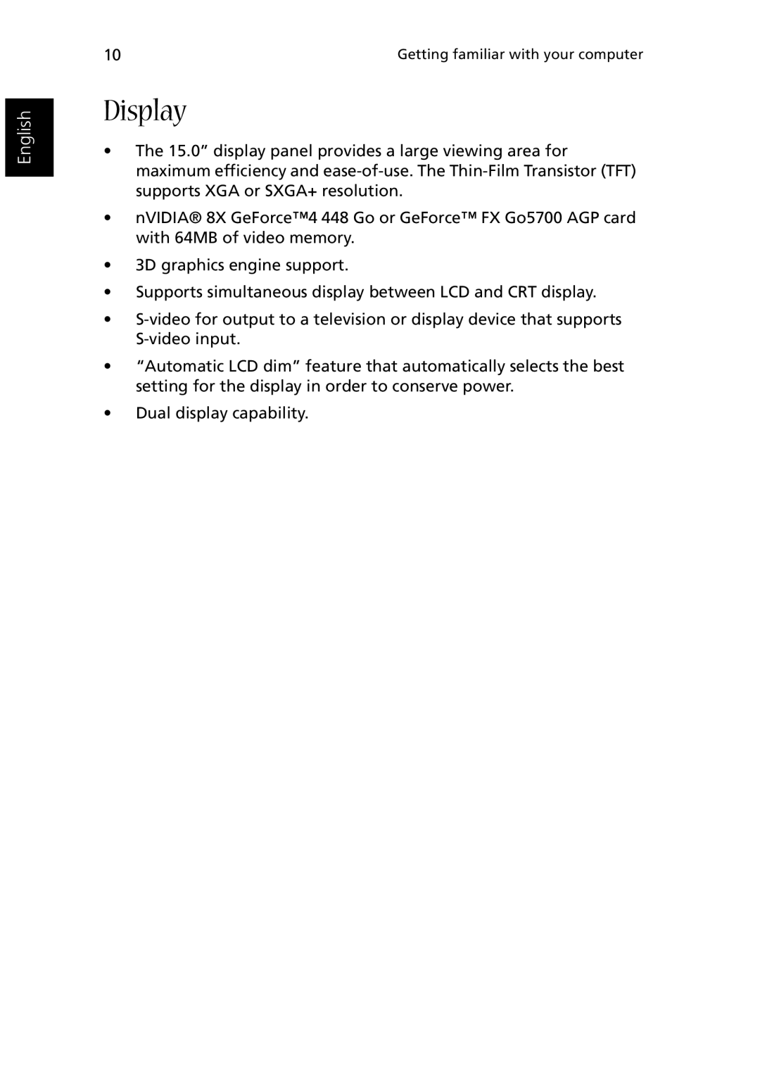 Acer 1510 Series manual Display 