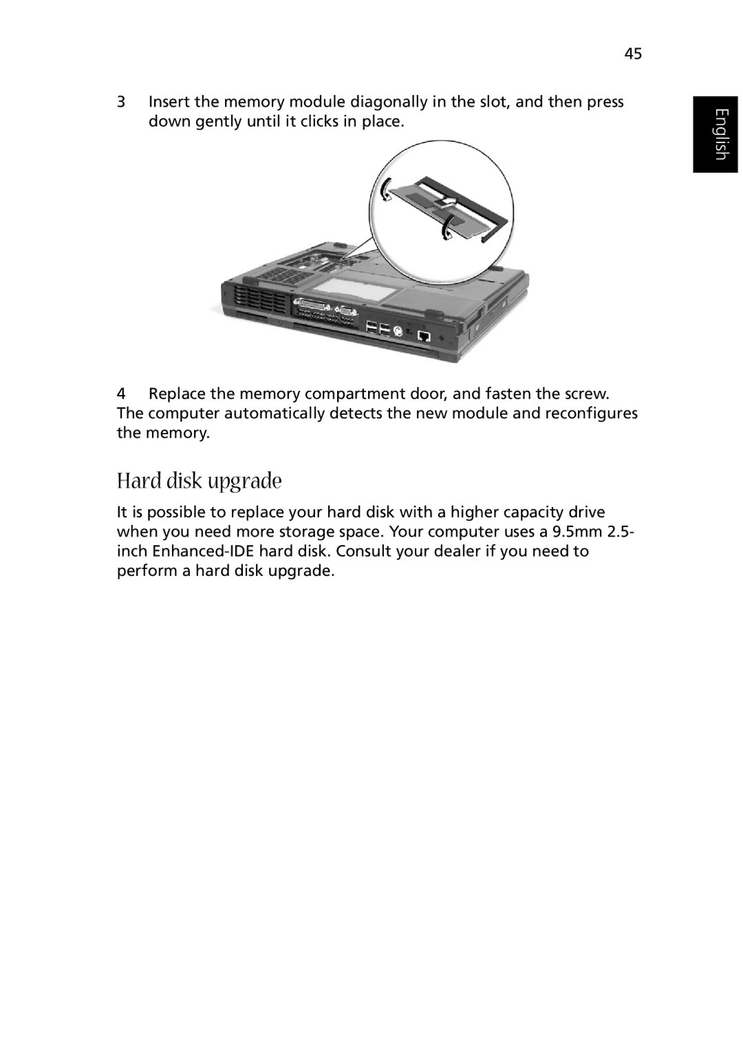 Acer 1510 Series manual Hard disk upgrade 