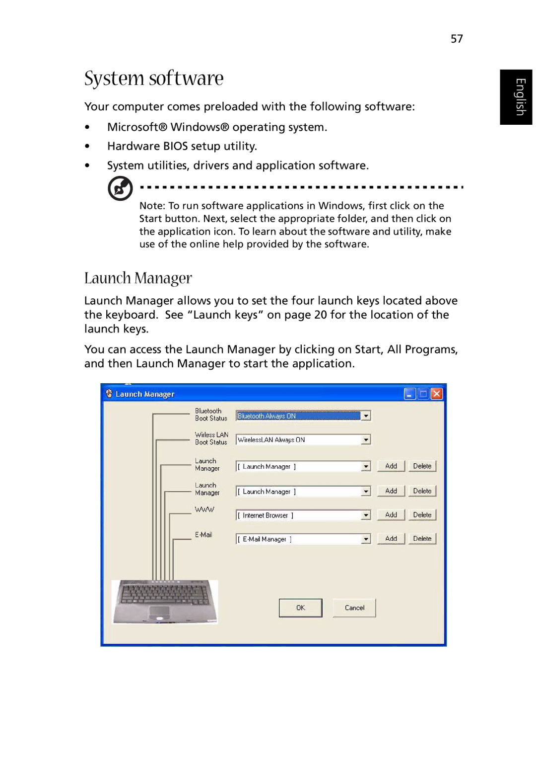 Acer 1510 Series manual System software, Launch Manager 