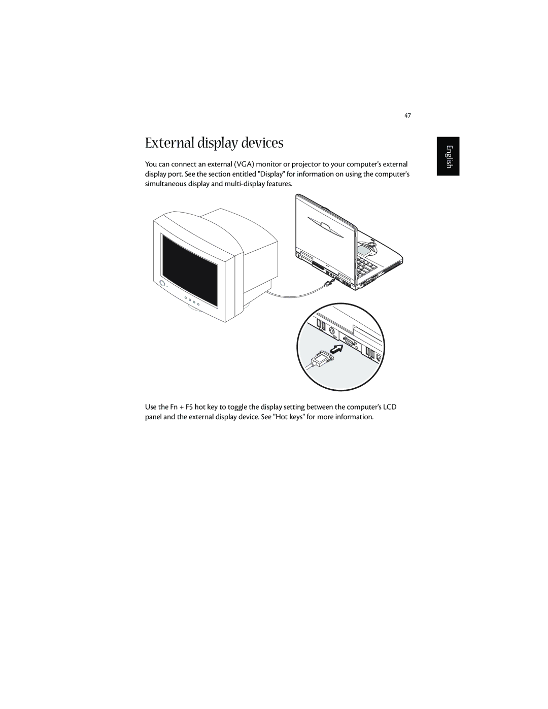 Acer 1600 series manual External display devices 