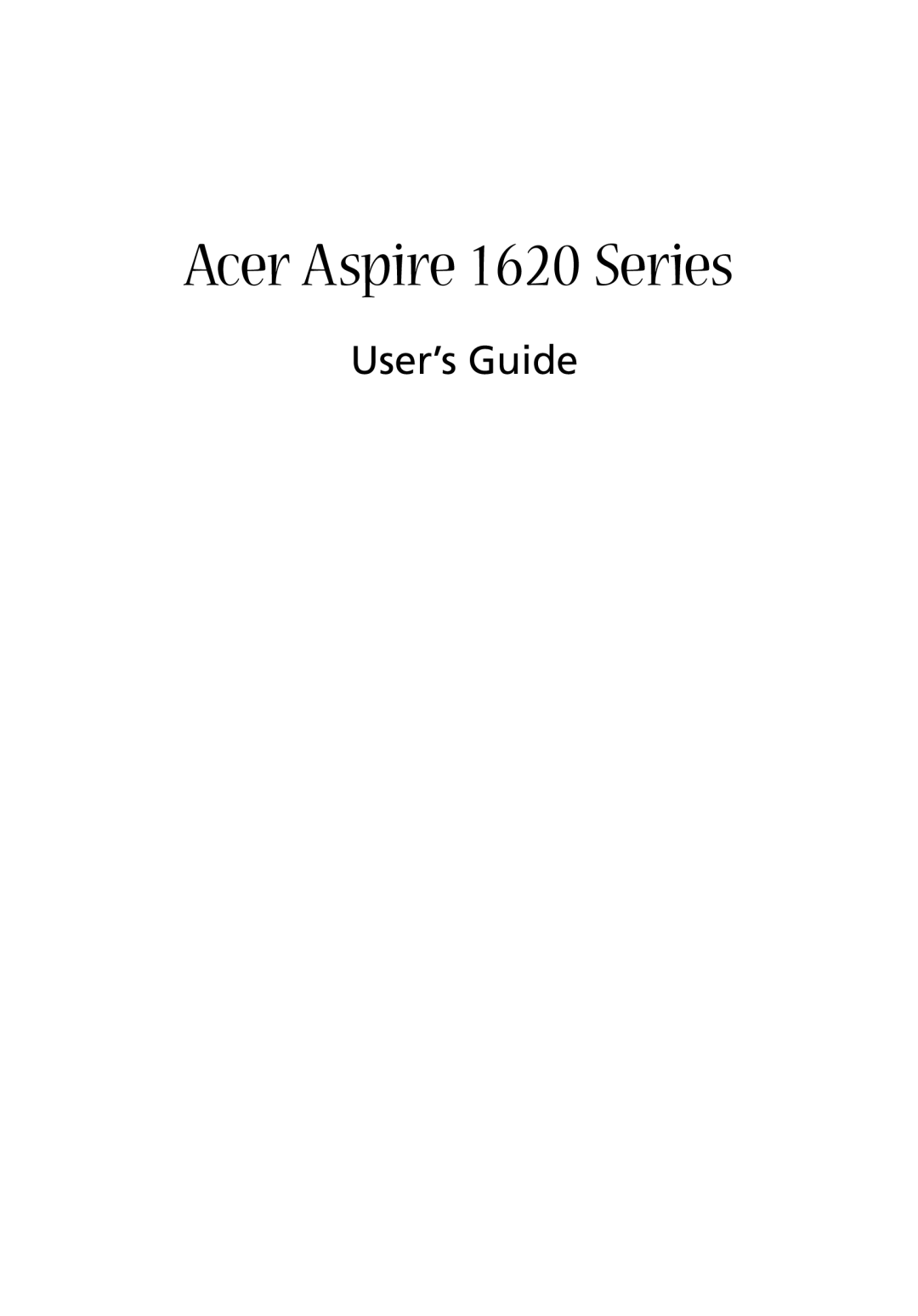 Acer manual Acer Aspire 1620 Series 