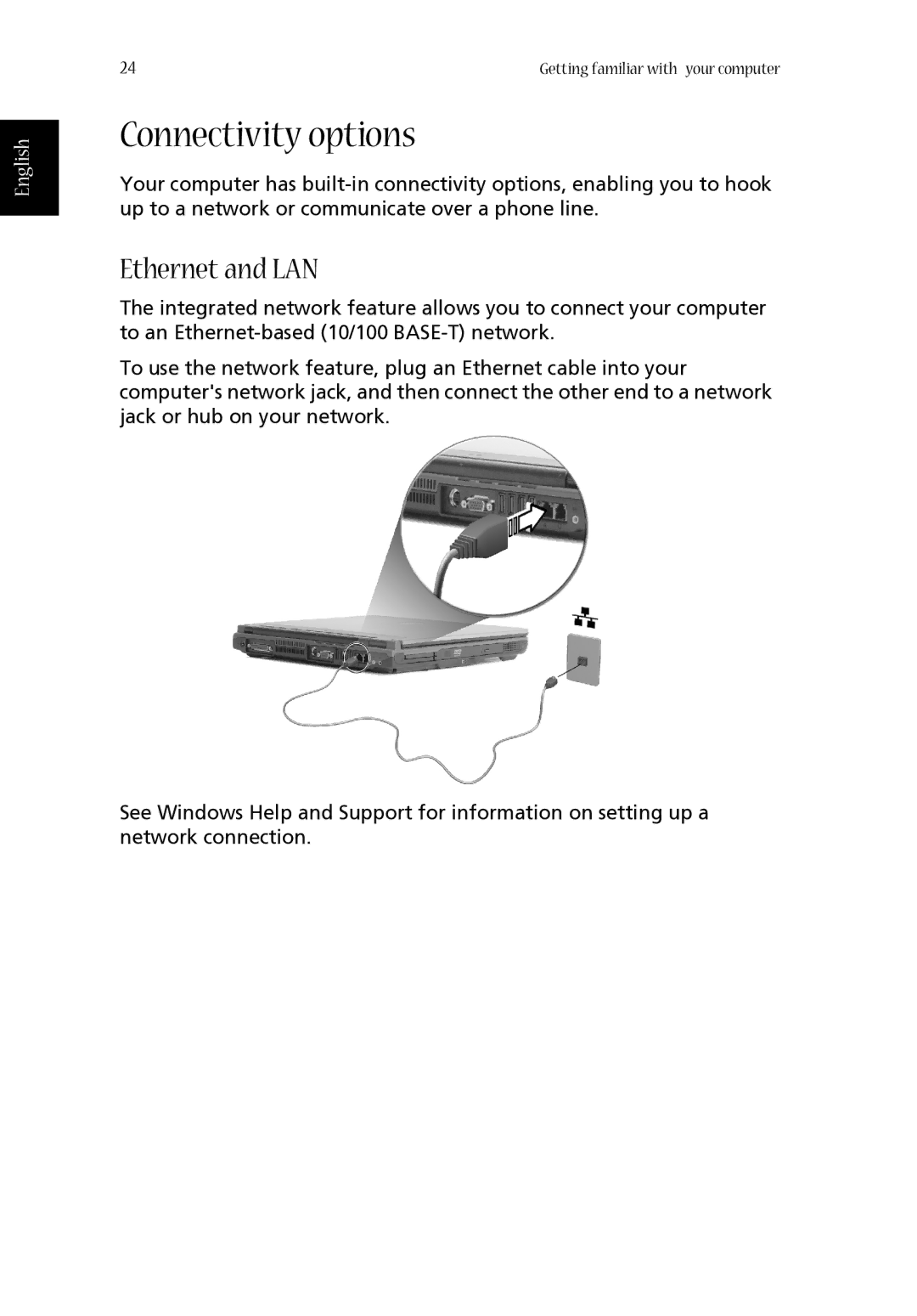 Acer 1620 Series manual Connectivity options, Ethernet and LAN 