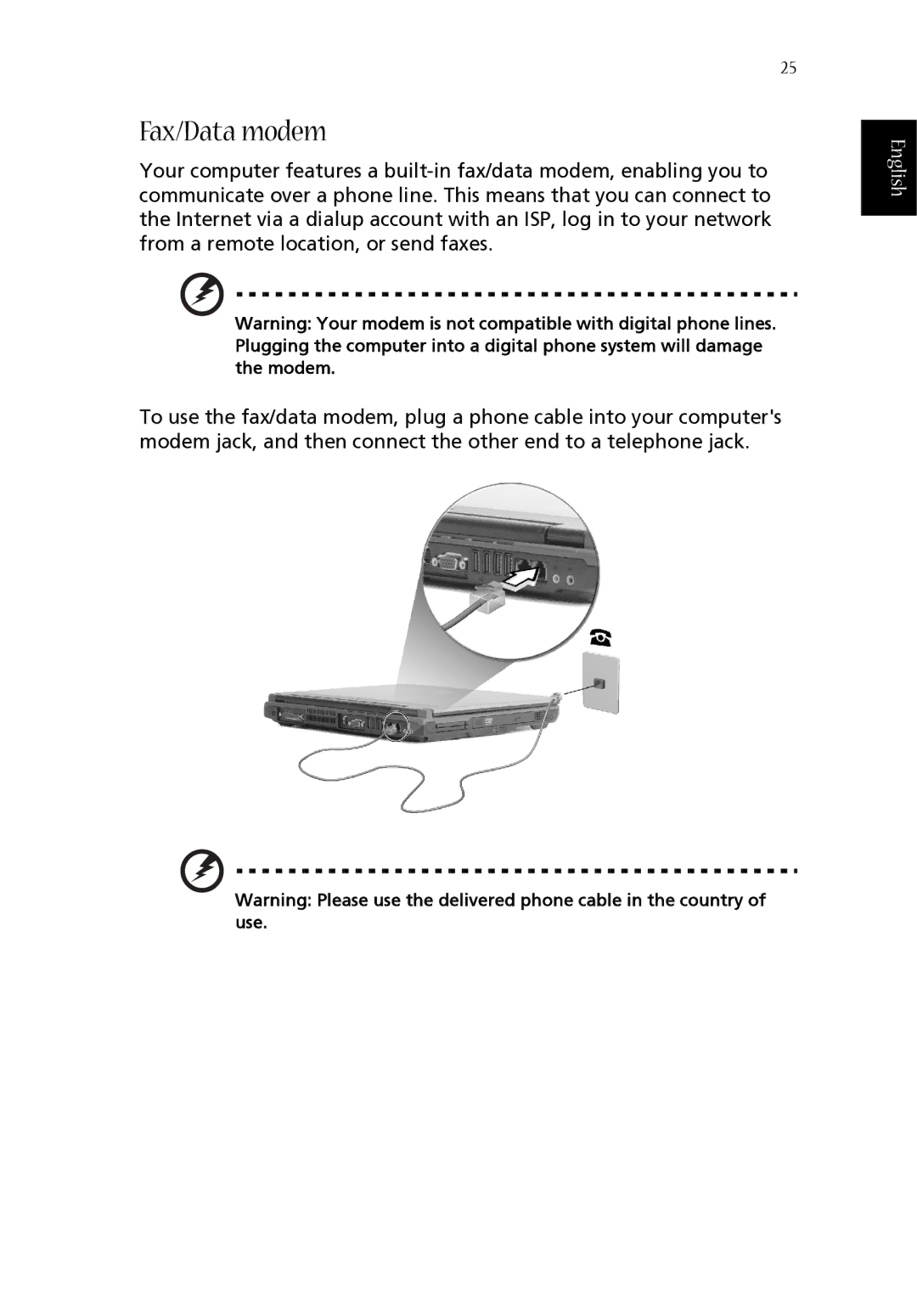 Acer 1620 Series manual Fax/Data modem 