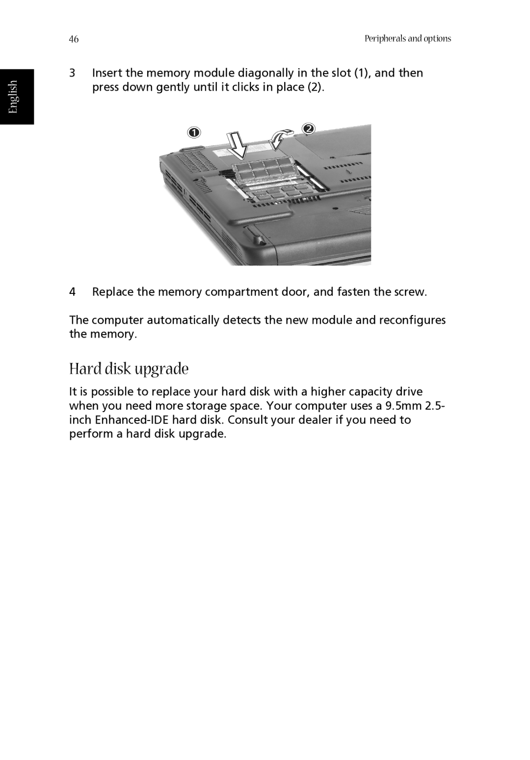 Acer 1620 Series manual Hard disk upgrade 