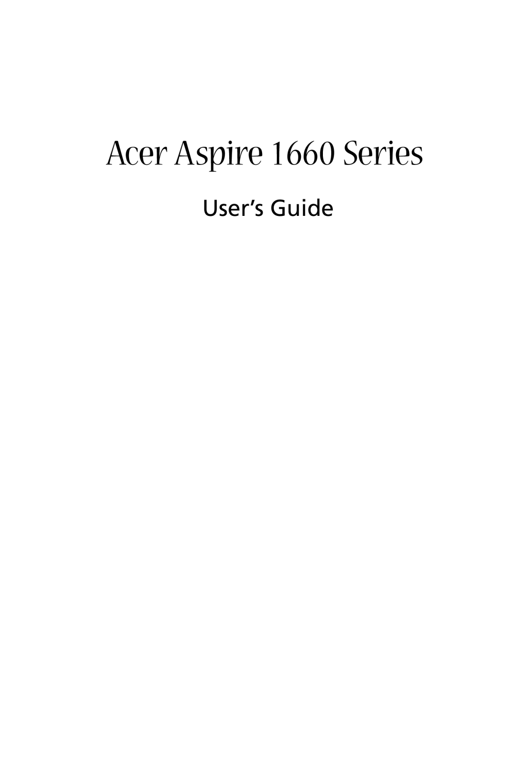 Acer manual Acer Aspire 1660 Series 